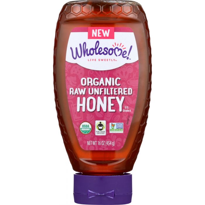 WHOLESOME SWEETENERS: Organic Raw Unfiltered Honey, 16 oz