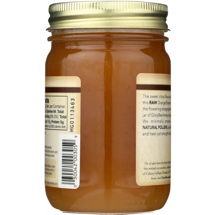 GLORY BEE: Raw Orange Blossom Honey Jar, 18 oz