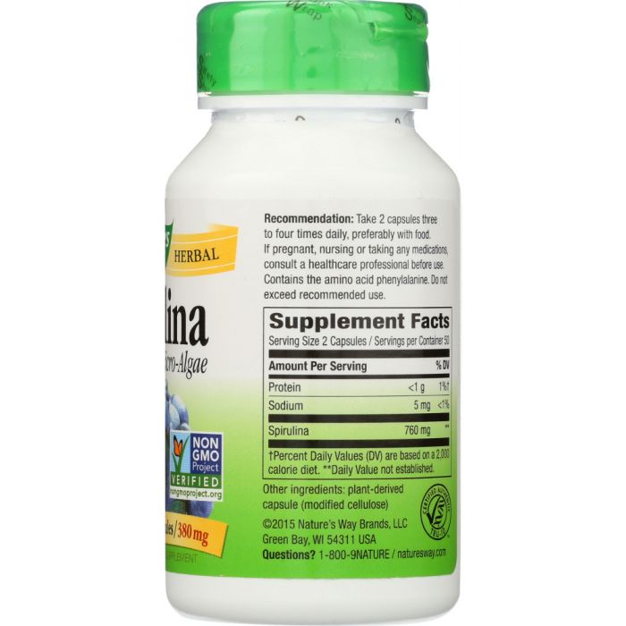 NATURE'S WAY: Spirulina Micro-Algae 380 mg, 100 capsules