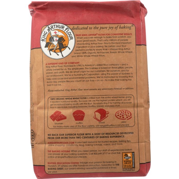 KING ARTHUR: Organic Whole Wheat Flour, 5 lb