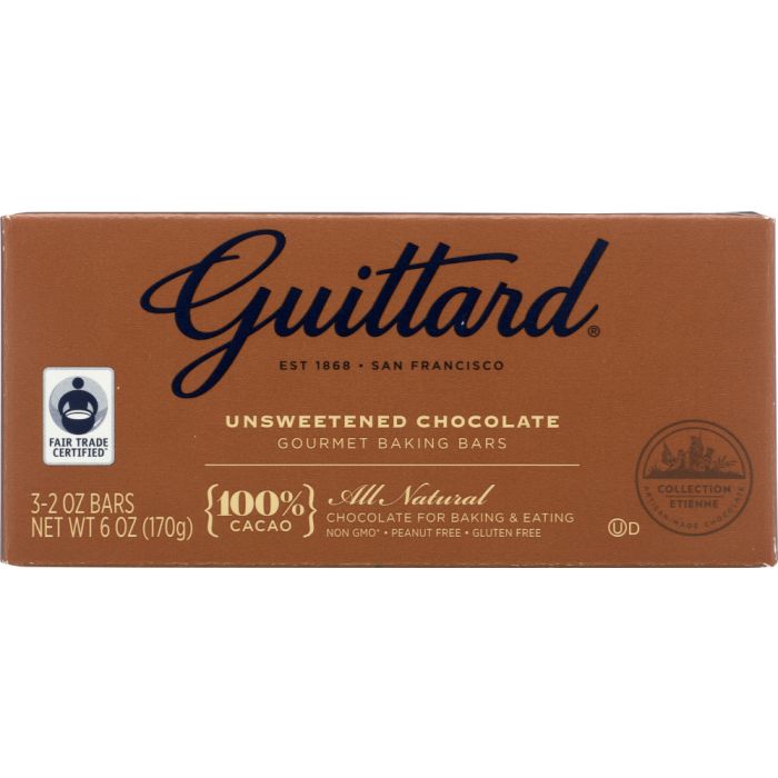 GUITTARD: Unsweetened Chocolate Gourmet Baking Bars, 6 oz