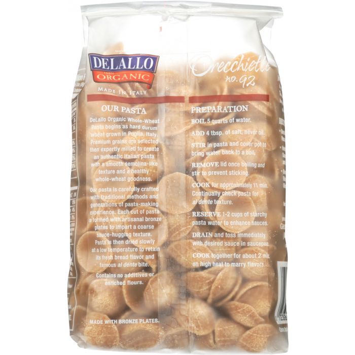 DELALLO: Pasta Whole Wheat Orecchiette, 16 oz