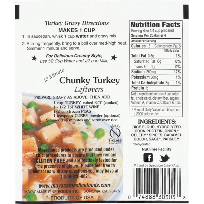 MAYACAMAS: Turkey Gravy Mix Gluten Free, .75 oz