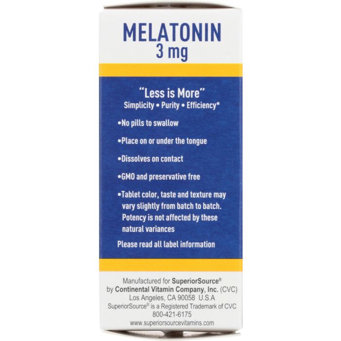 SUPERIOR SOURCE: Melatonin 3 Mg, 60 tb