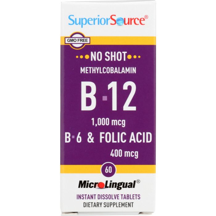 SUPERIOR SOURCE: Methlycobalamin B12 B6 Folic Acid, 60 tb