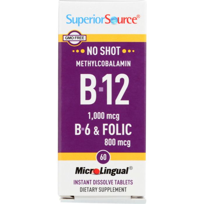 SUPERIOR SOURCE: Methylcobalamin B12, 1000 mcg, B6 and Folic Acid, 60 tb