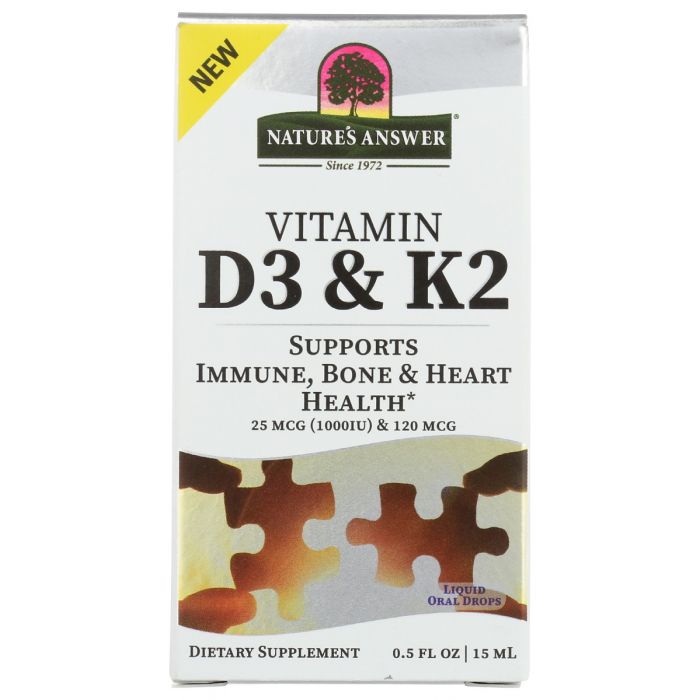 NATURES ANSWER: Vitamin D3 & K2 Drop, 0.5 oz