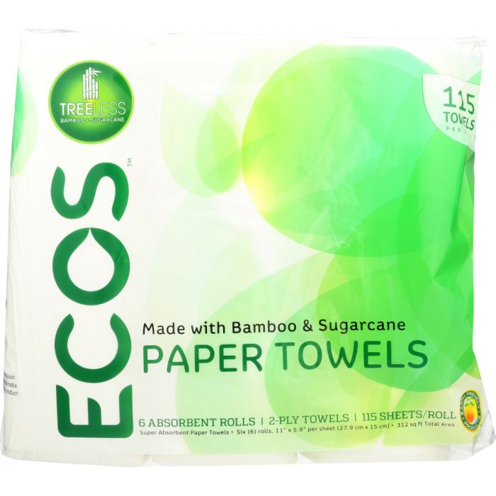 EARTH FRIENDLY: Treeless Paper Towels 115 Towels Per Roll 2 Ply, 6 pk