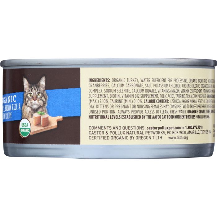 CASTOR & POLLUX: Organix Organic Adult Canned Cat Food Turkey Brown Rice and Chicken, 5.5 oz