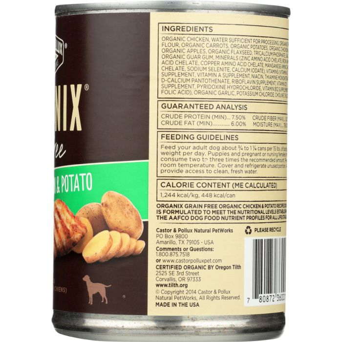 CASTOR & POLLUX: Organix Grain Free Chicken & Potato Canned Dog Food, 12.7 oz