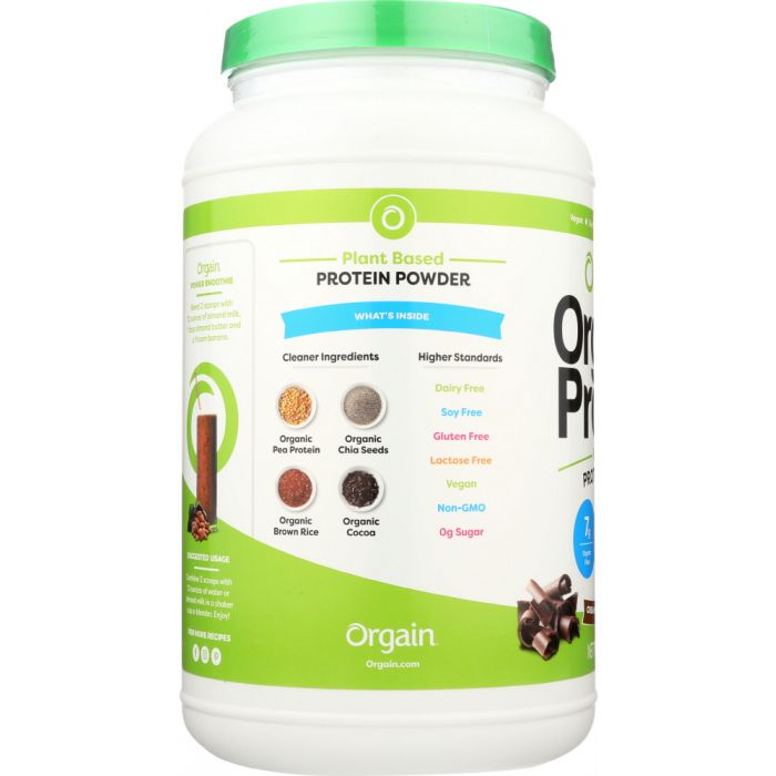 ORGAIN: Organic Protein Plant Based Powder Creamy Chocolate Fudge, 2.03 lb