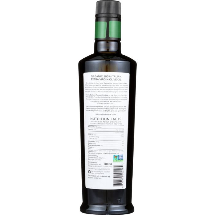 BELLUCCI: Premium Certified Organic Extra Virgin Olive Oil, 16.9 Oz