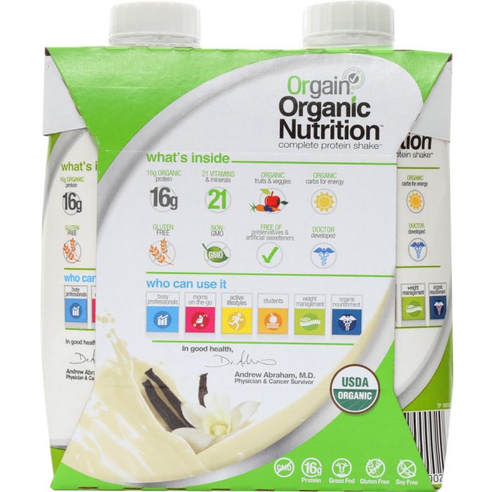 ORGAIN: Organic Nutritional Shake Sweet Vanilla Bean 4 count, 44 oz