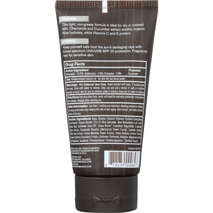 EVERY MAN JACK: Face Lotion Daily Sun Protection SPF 20, 2.5 oz