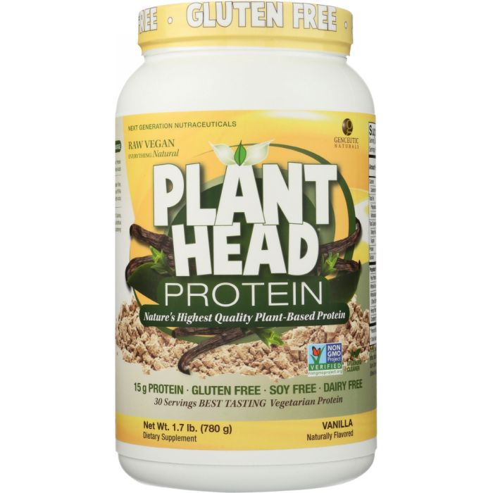 GENCEUTIC NATURALS: Plant Head Protein Powder Vanilla, 1.7 lbs