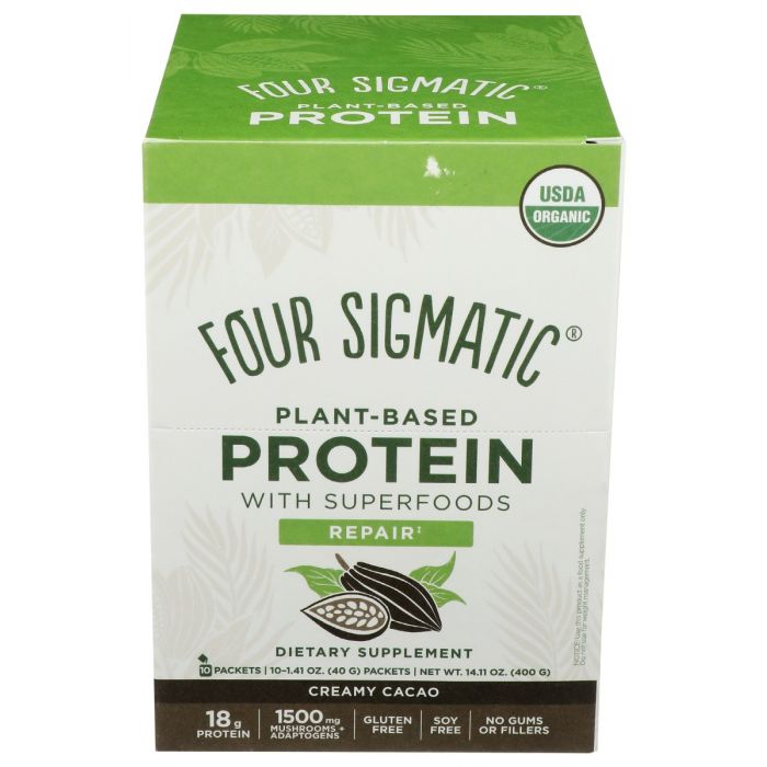 FOUR SIGMATIC: Plant Based Protein Powder Creamy Cacao Box, 14.1 oz