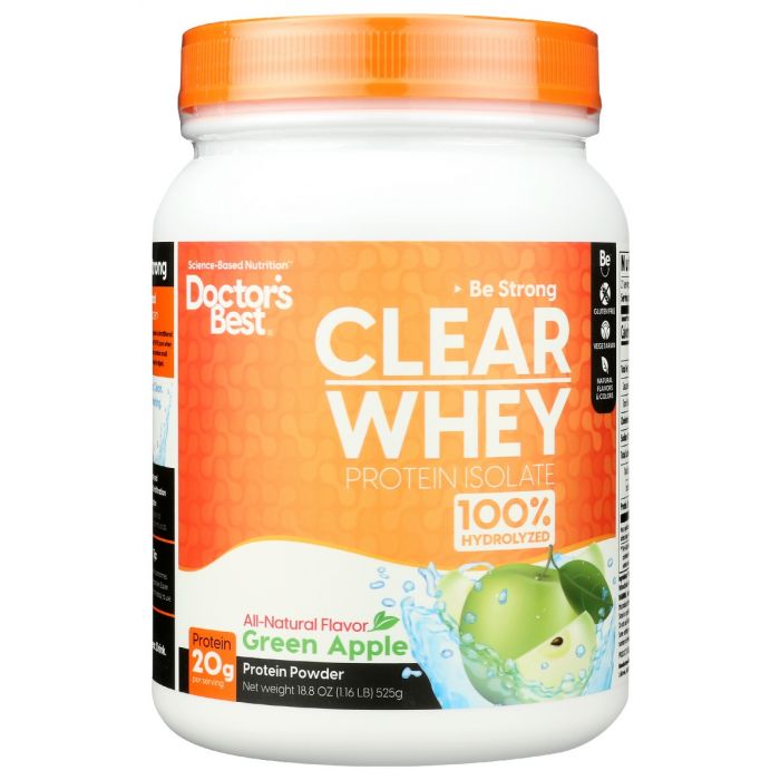 DOCTORS BEST: Clear Whey Protein Isolate Green Apple, 525 gm