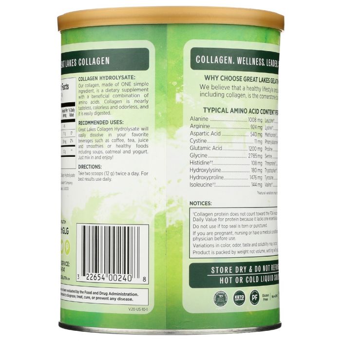 GREAT LAKES: Collagen Hydrolysate, 10 oz