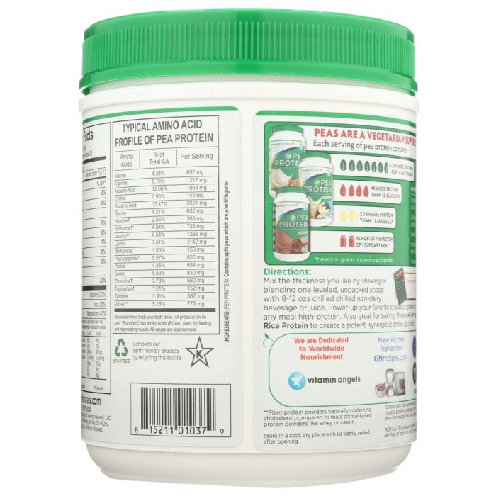 GROWING NATURALS: Original Pea Protein Powder, 1 lb