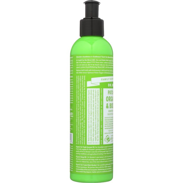 DR BRONNERS: Patchouli Lime Organic Hand & Body Lotion, 8 oz