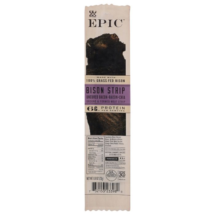 EPIC: Bison Bacon Chia Snack Strip, 0.8 oz