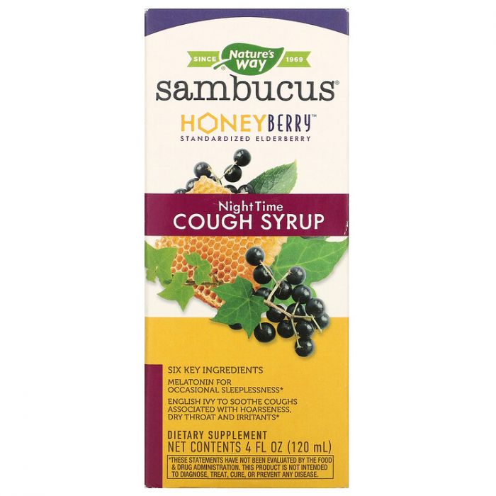 NATURES WAY: Sambucus Honeyberry Night Time Cough Syrup, 4 fo
