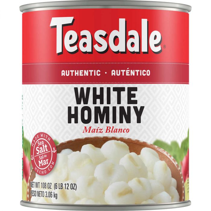TEASDALE: White Hominy, 108 oz