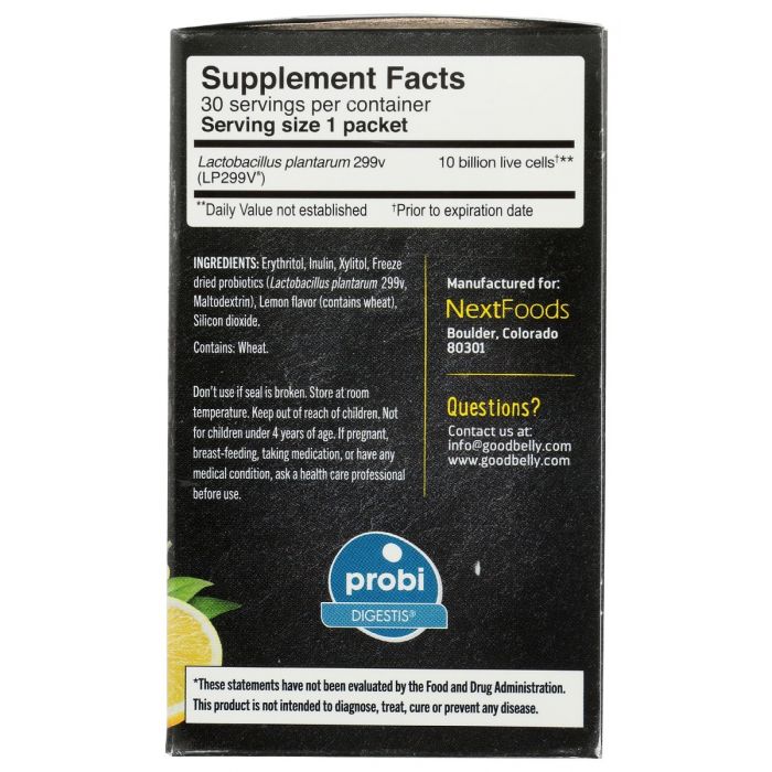 GOOD BELLY: Probiotic Powder Packet Lemon Flavor, 1.05 oz