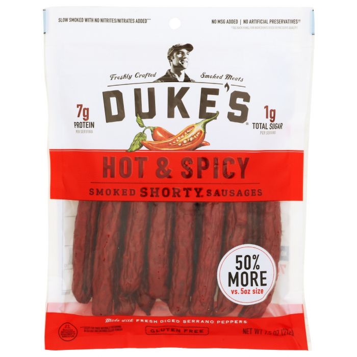 DUKES: Sausage Hot Spicey Smoked, 7.5 oz