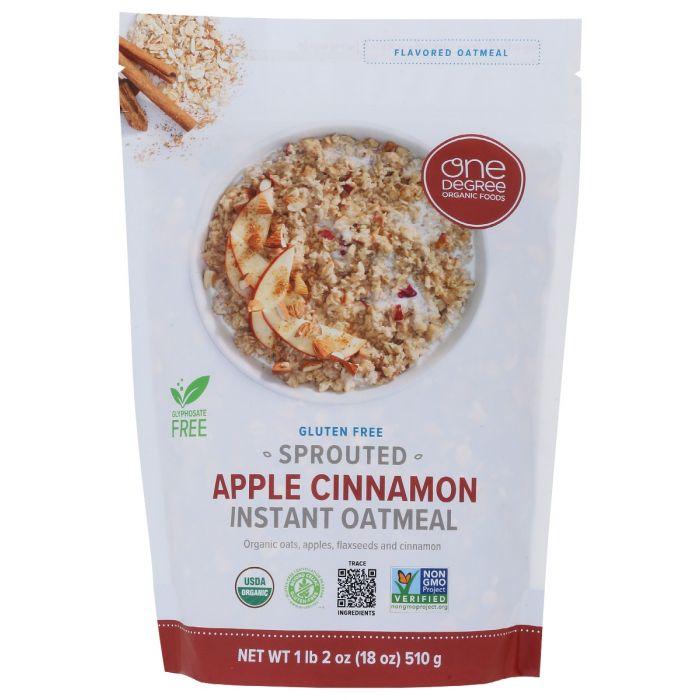 ONE DEGREE: Oatmeal Instnt Apple Cinn, 18 oz