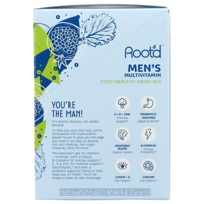 ROOTD: Men's Multivitamin Fizzy Healthy Drink Mix, 24 ea