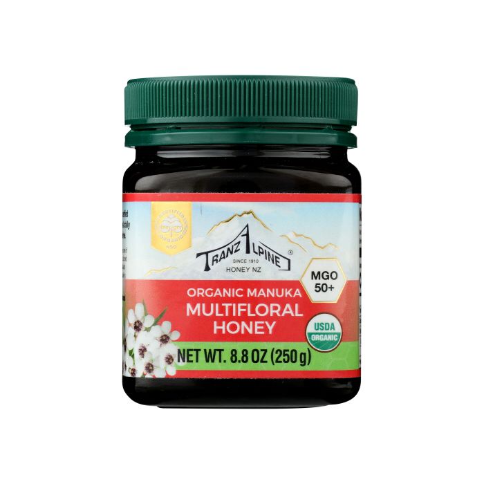 TRANZALPINE: Organic Manuka Multifloral Honey MGO 50+, 8.8 oz