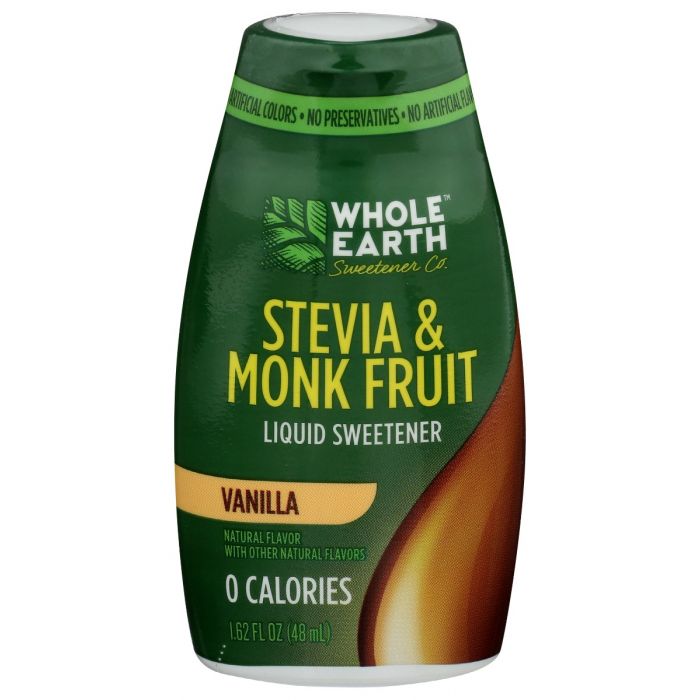 WHOLE EARTH: Stevia and Monk Fruit Liquid Sweetener Vanilla Flavor, 1.62 oz